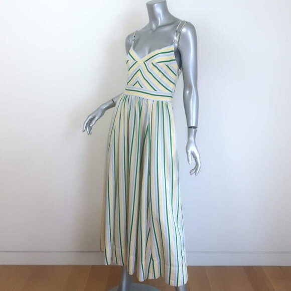 La Ligne Tracey Striped Midi Dress Yellow/Green Size Small - Picture 2 of 7